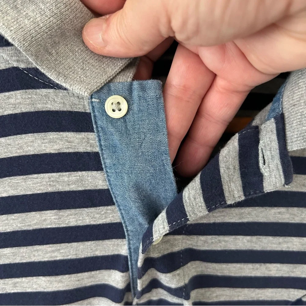 Polo Ralph Lauren Navy/Gray Striped Polo Shirt. Size XL.